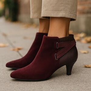🍷 Alfani Burgundy Ankle Booties | Sleek Pointed Toe | Size 7 NWOB